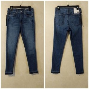 Rag & Bone High Rise Skinny Ankle Jeans Raw Hem
